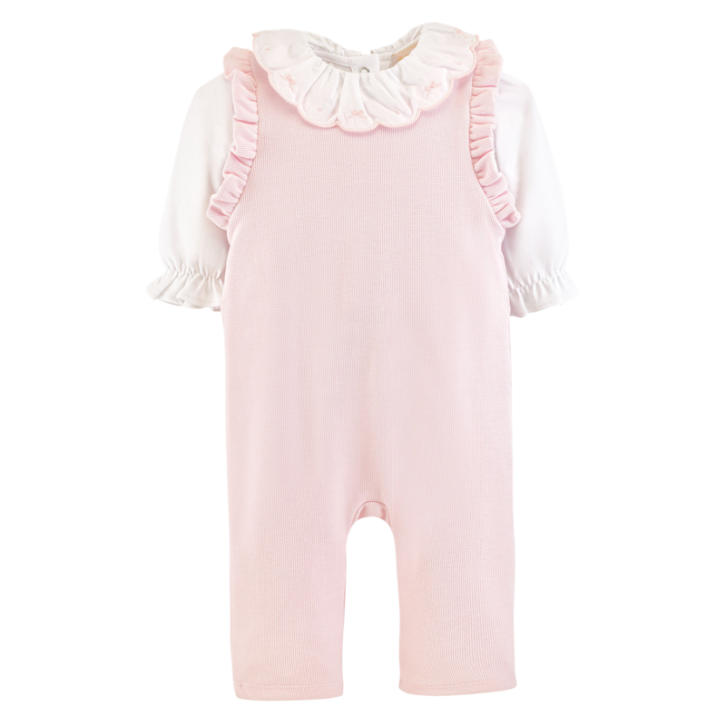 Baby Club Chic Baby Club Chic Pink English Knot Collar Overall Set
