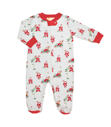 Baby Club Chic Baby Club Chic Santa's Golf Zipper Footie