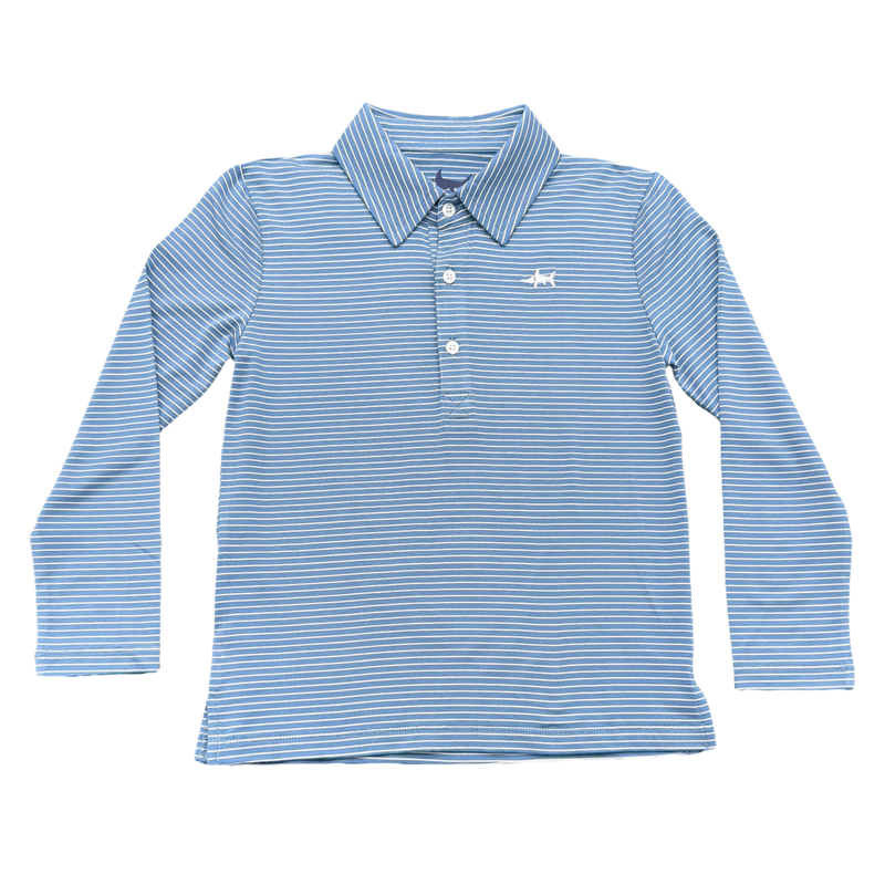 Saltwater Boys Co. Saltwater Boys Co. Blue/White Stripe Banks Polo