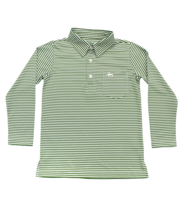 Saltwater Boys Co. Saltwater Boys Co. Green Stripe Inshore Performance Polo