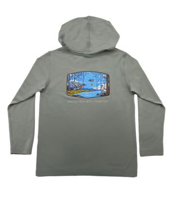 Saltwater Boys Co. Saltwater Boys Co. Grey Field & Stream Performance Hoodie