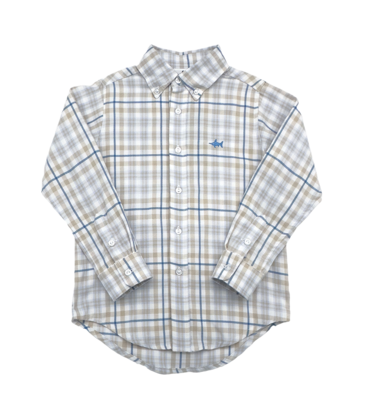Saltwater Boys Co. Saltwater Boys Co. Khaki/Blue Plaid Carter Oxford Shirt