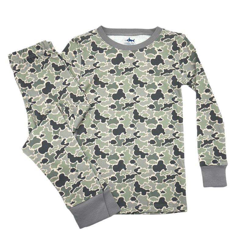 Saltwater Boys Co. Saltwater Boys Co. Green Camo Jekyll 2 Piece Pajamas