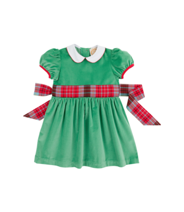 The Beaufort Bonnet Company TBBC Cindy Lou Velveteen Sash Dress - KKG/Wilson Pier Plaid