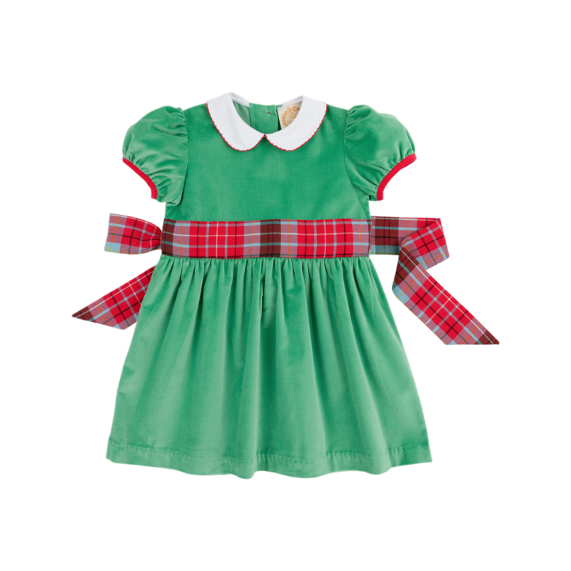The Beaufort Bonnet Company TBBC Cindy Lou Velveteen Sash Dress - KKG/Wilson Pier Plaid