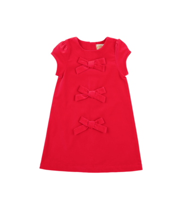 The Beaufort Bonnet Company TBBC Betts Velveteen Bow Dress - Richmond Red