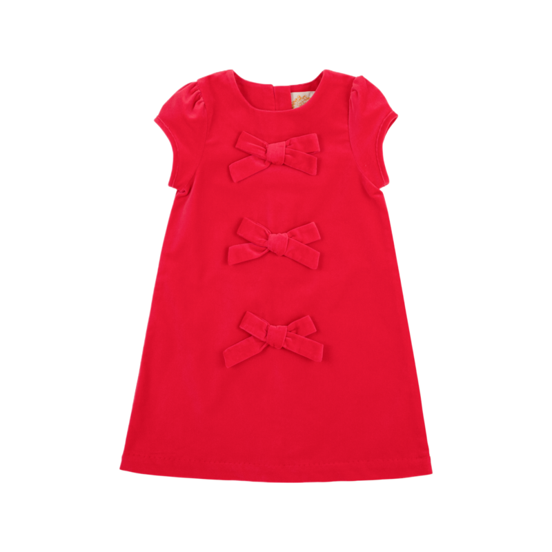 The Beaufort Bonnet Company TBBC Betts Velveteen Bow Dress - Richmond Red