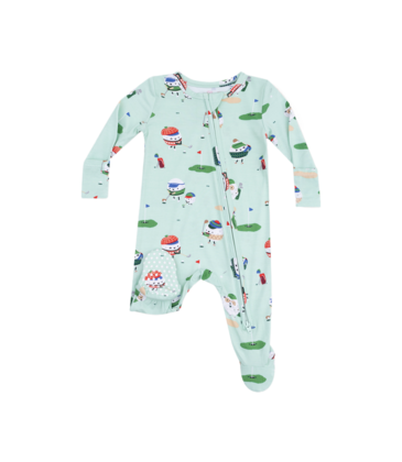 Angel Dear Angel Dear Zipper Footie - Golf Pros Green