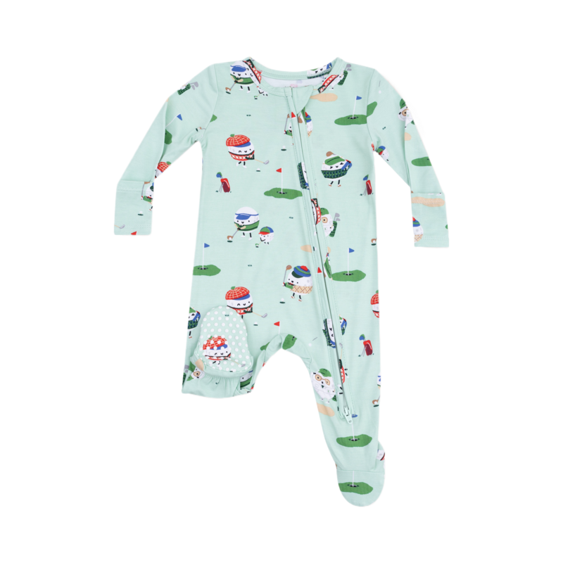 Angel Dear Angel Dear Zipper Footie - Golf Pros Green