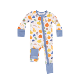 Angel Dear Angel Dear Zipper Romper - Autumn Pumpkins Blue