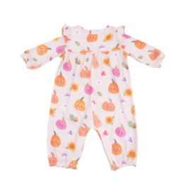 Angel Dear Angel Dear Ruffle Sleeve Romper - Autumn Pumpkins Pink