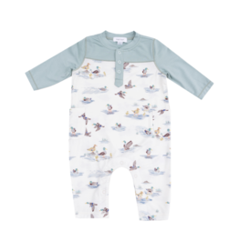 Angel Dear Angel Dear Contrast Sleeve Romper - Migrating Mallards