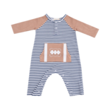Angel Dear Angel Dear Jersey Raglan Henley Romper - Stripes w/ Football