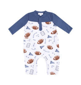 Angel Dear Angel Dear Contrast Sleeve Romper - Touchdown Time Navy