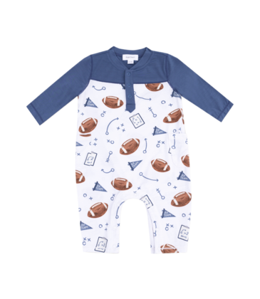 Angel Dear Angel Dear Contrast Sleeve Romper - Touchdown Time Navy