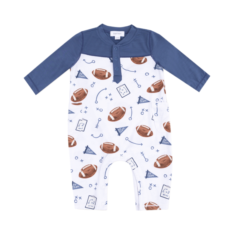 Angel Dear Angel Dear Contrast Sleeve Romper - Touchdown Time Navy
