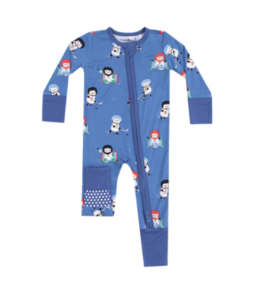 Angel Dear Angel Dear Zipper Romper - Snow Folks Ice Hockey