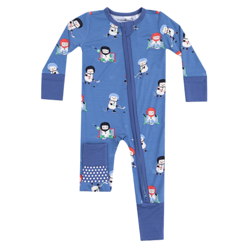 Angel Dear Angel Dear Zipper Romper - Snow Folks Ice Hockey