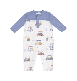 Angel Dear Angel Dear Contrast Sleeve Romper - Zooming Golf Carts