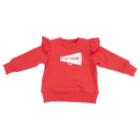 Angel Dear Angel Dear French Terry Ruffle Varsity Sweatshirt - Red