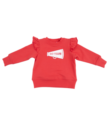 Angel Dear Angel Dear French Terry Ruffle Varsity Sweatshirt - Red