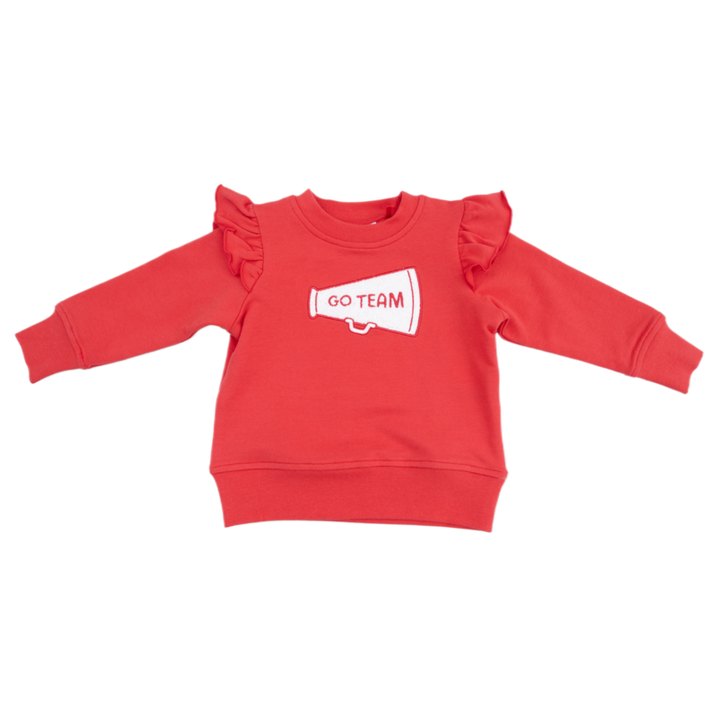 Angel Dear Angel Dear French Terry Ruffle Varsity Sweatshirt - Red
