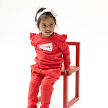 Angel Dear Angel Dear French Terry Ruffle Varsity Sweatshirt - Red