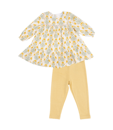 Angel Dear Angel Dear Ladder Trim Dress & Legging Set - Winter Dandelions