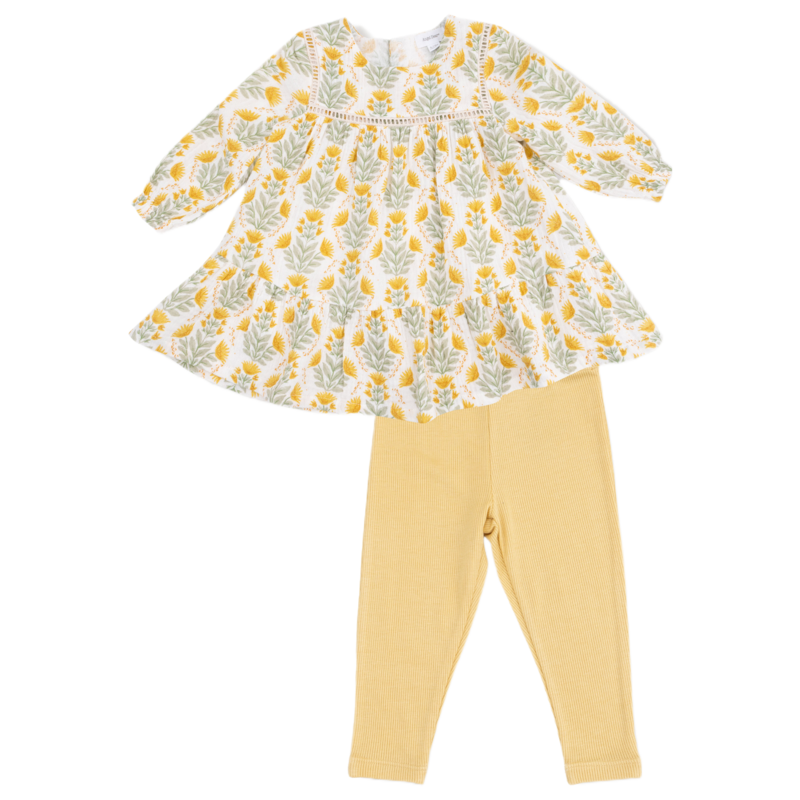 Angel Dear Angel Dear Ladder Trim Dress & Legging Set - Winter Dandelions