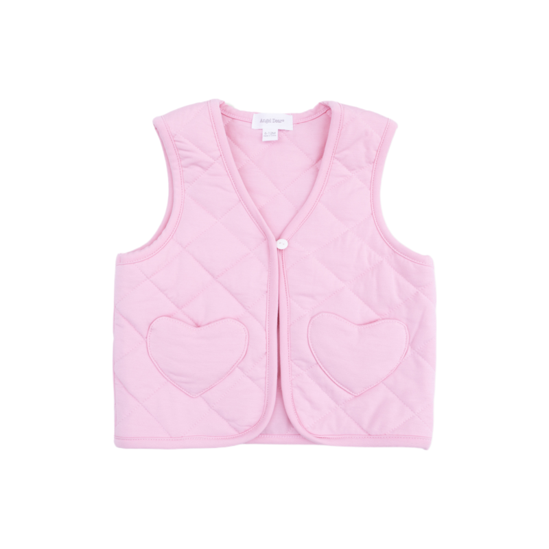 Angel Dear Angel Dear Quilted Vest w/ Heart Pocket - Romance Rose