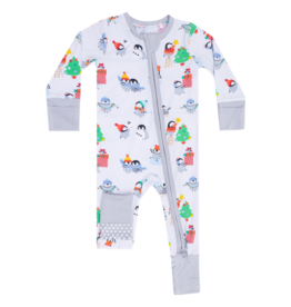 Angel Dear Angel Dear Zipper Romper - Holiday Penguins