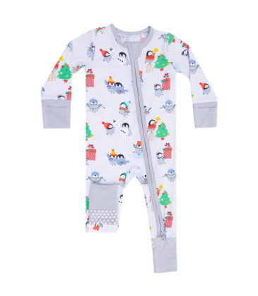 Angel Dear Angel Dear Zipper Romper - Holiday Penguins