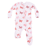 Angel Dear Angel Dear Ruffle Zipper Footie - Candy Cane Bows