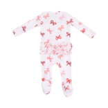 Angel Dear Angel Dear Ruffle Zipper Footie - Candy Cane Bows