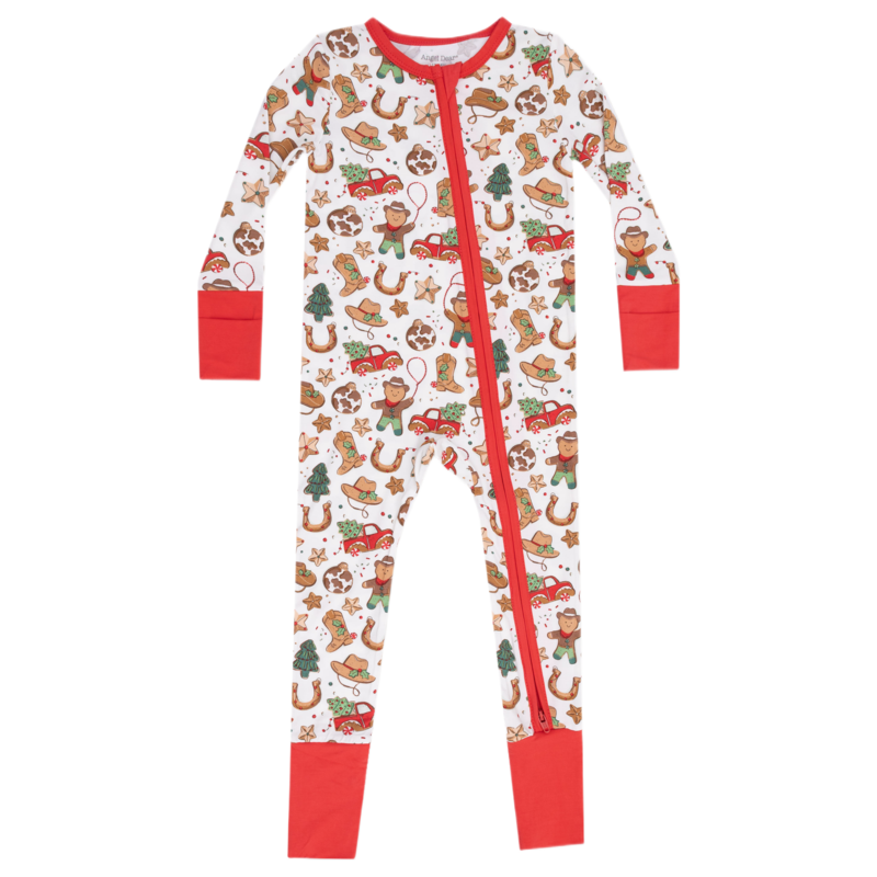 Angel Dear Angel Dear Zipper Romper - Cowboy Christmas