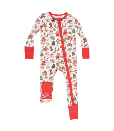 Angel Dear Angel Dear Zipper Romper - Cowgirl Christmas