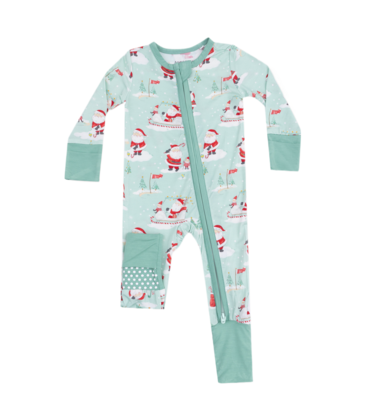 Angel Dear Angel Dear Zipper Romper - Golfing Santa & Elves