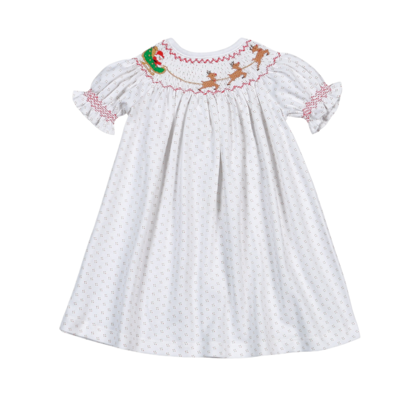 Baby Loren Santa's Sleigh Smocked Bishop Dress