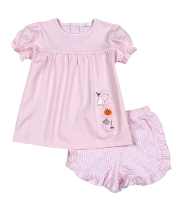 Baby Loren Spooky Pink Applique Short Set