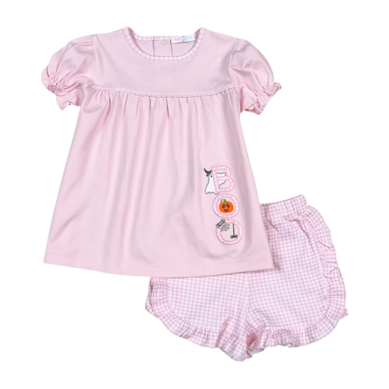 Baby Loren Spooky Pink Applique Short Set