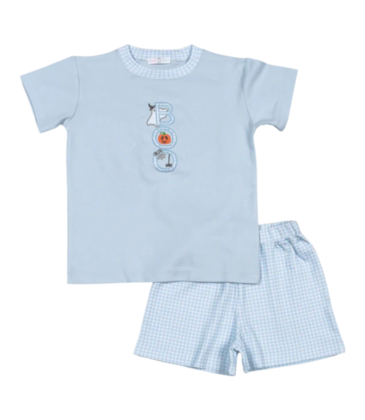 Baby Loren Spooky Blue Applique Short Set