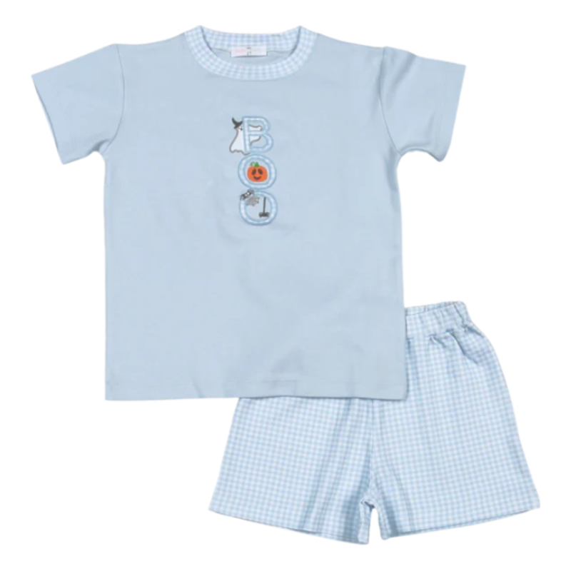 Baby Loren Spooky Blue Applique Short Set