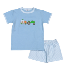 Baby Loren Tractors and Pumpkins Applique Short Set