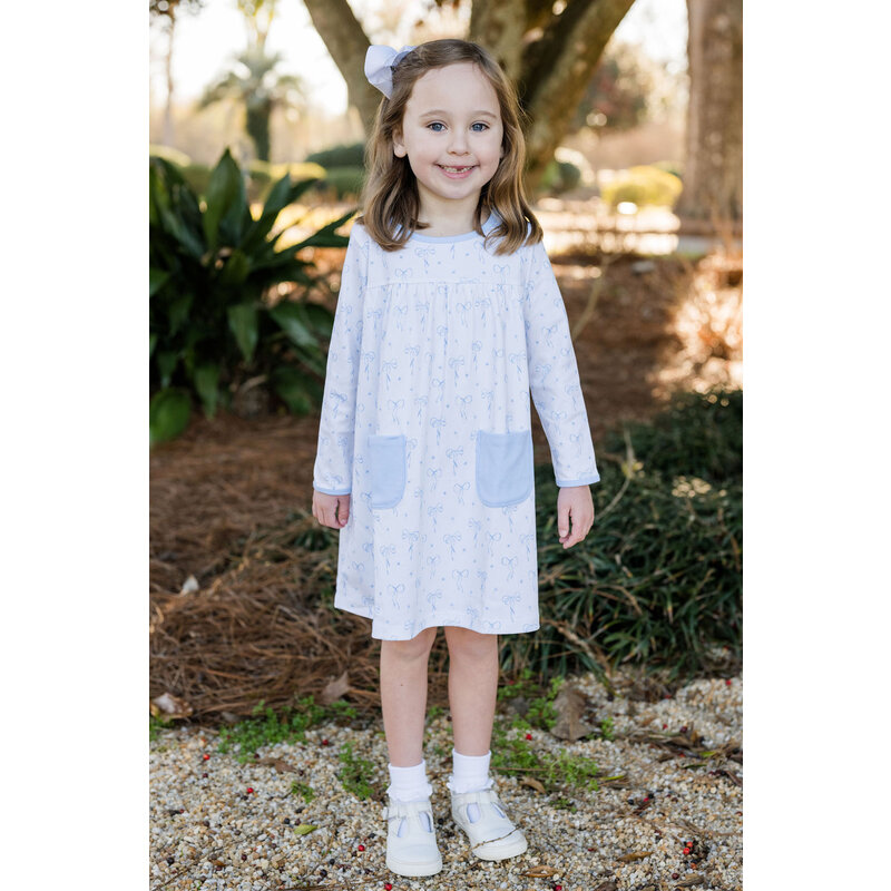 James & Lottie James & Lottie Blue Bows Lennon Dress