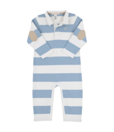 The Beaufort Bonnet Company TBBC Sir Proper's Rugby Romper - Large Barrington Blue Stripe