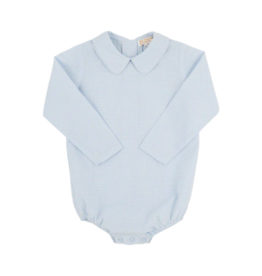 The Beaufort Bonnet Company TBBC Peter Pan Collar Onesie - Barrington Blue Mini Windowpane