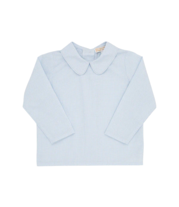 The Beaufort Bonnet Company TBBC Peter Pan Collar Shirt - Barrington Blue Mini Windowpane