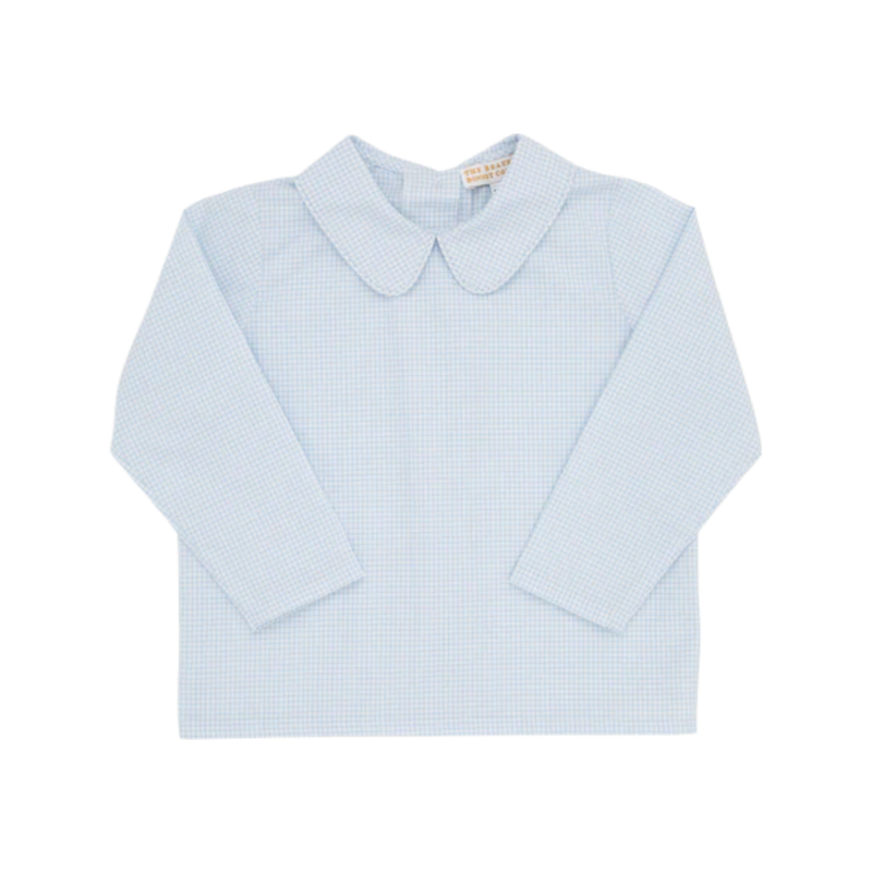 The Beaufort Bonnet Company TBBC Peter Pan Collar Shirt - Barrington Blue Mini Windowpane
