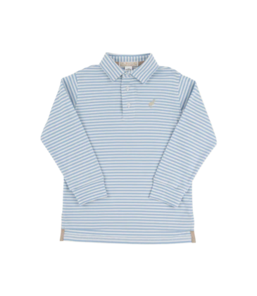 The Beaufort Bonnet Company TBBC Prim & Proper LS Polo - Barrington Blue Stripe