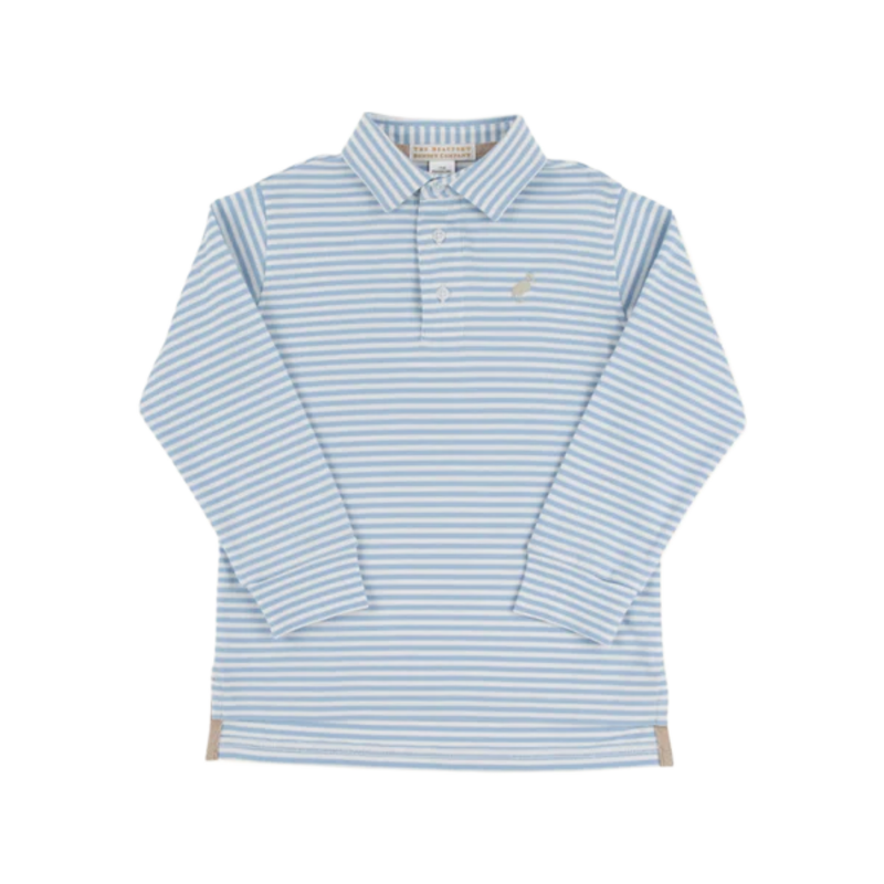 The Beaufort Bonnet Company TBBC Prim & Proper LS Polo - Barrington Blue Stripe